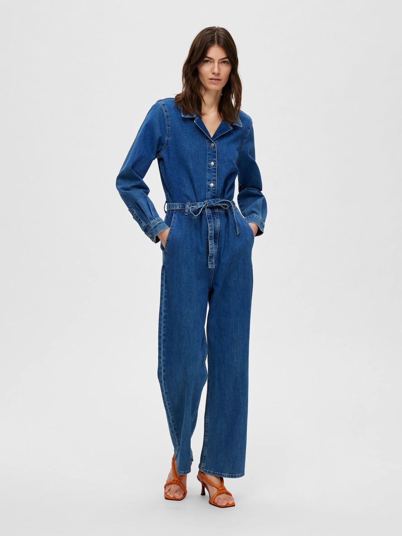 Stefanie Ls Mid Blue Jumpsuit - Medium Blue Denim