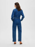 Stefanie Ls Mid Blue Jumpsuit - Medium Blue Denim