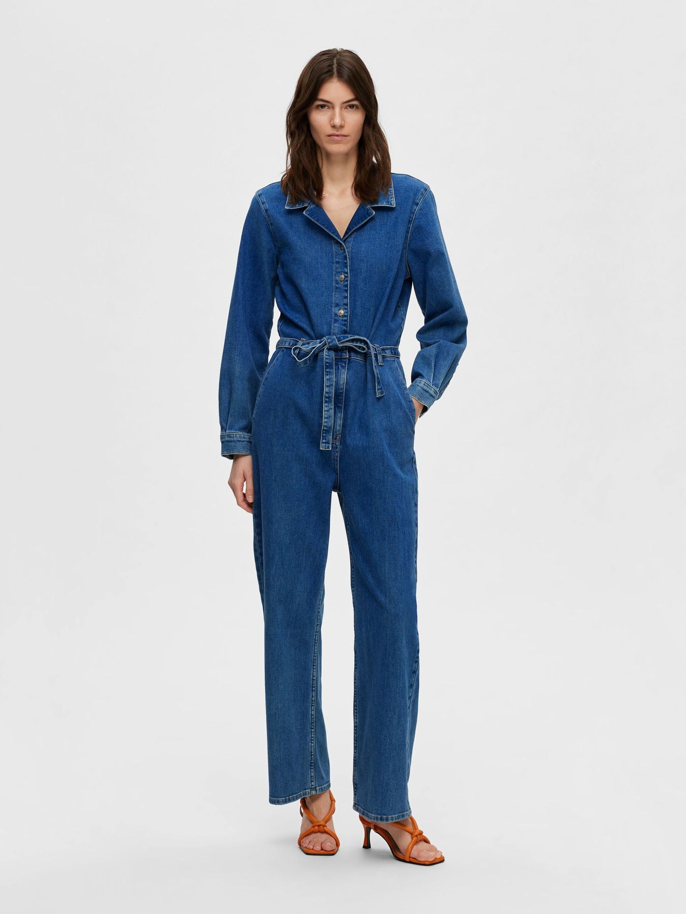Stefanie Ls Mid Blue Jumpsuit - Medium Blue Denim