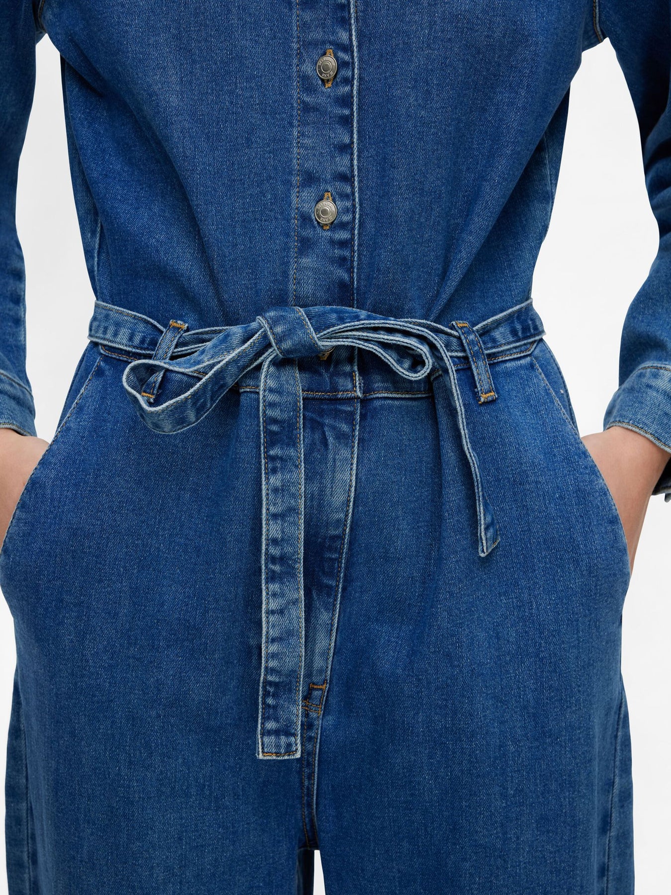 Stefanie Ls Mid Blue Jumpsuit - Medium Blue Denim