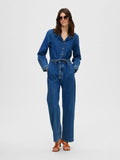 Stefanie Ls Mid Blue Jumpsuit - Medium Blue Denim