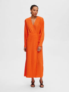 Abienne Ls Satin Ankle Wrap Dress - Orangeade
