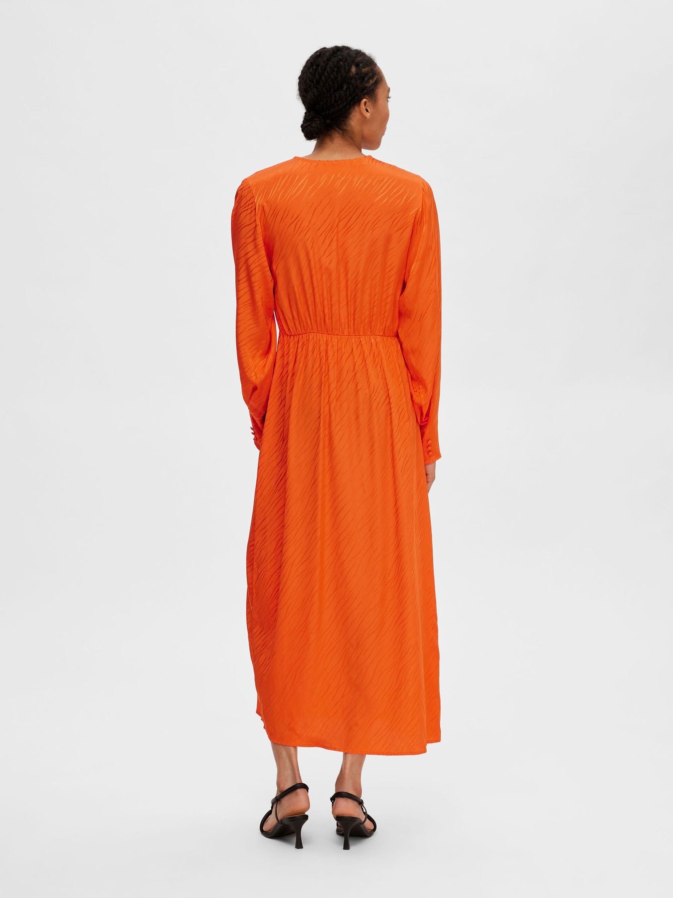 Abienne Ls Satin Ankle Wrap Dress - Orangeade