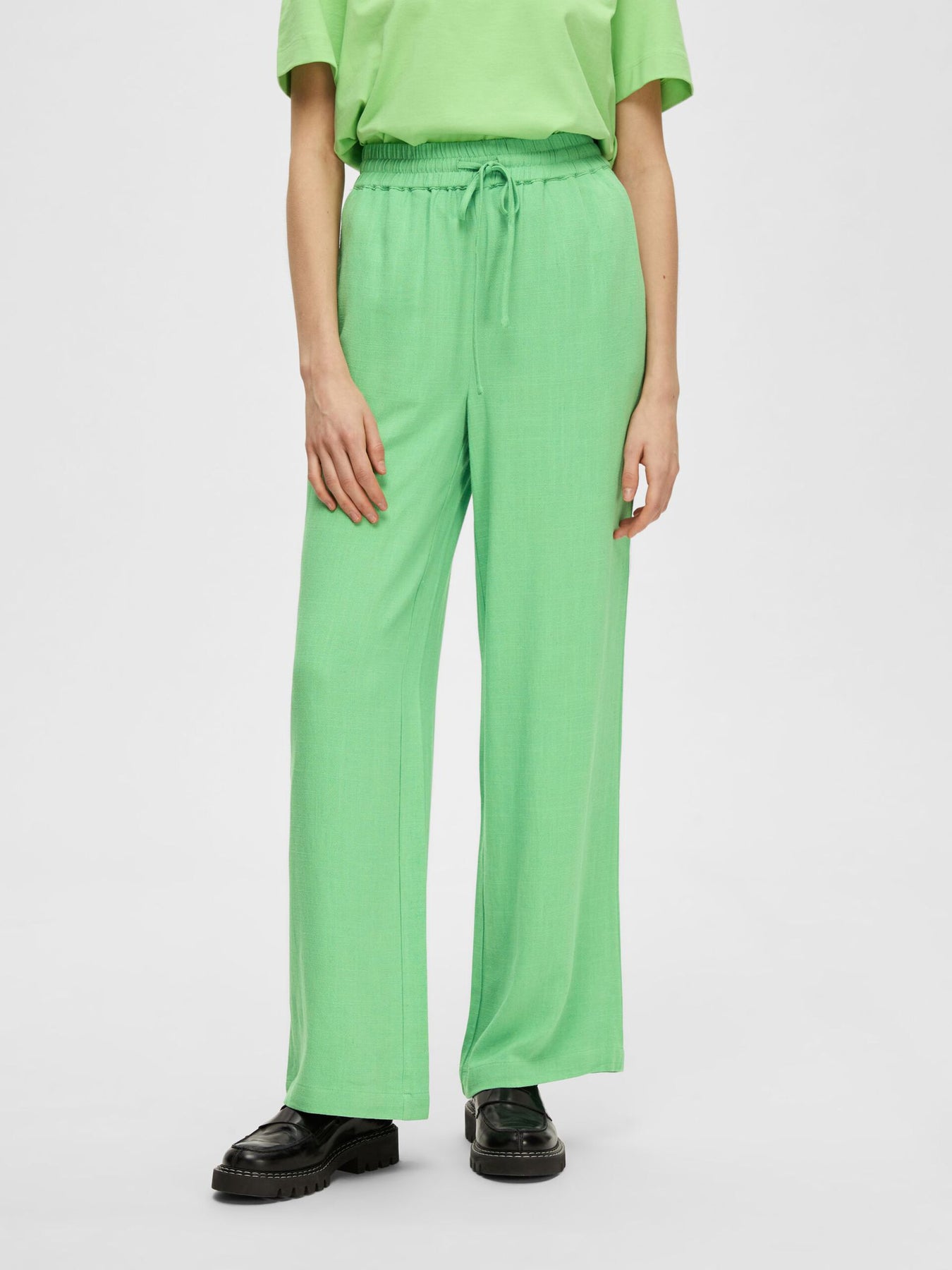 Viva-Gulia HW Long Linen Pant - Absinthe Green