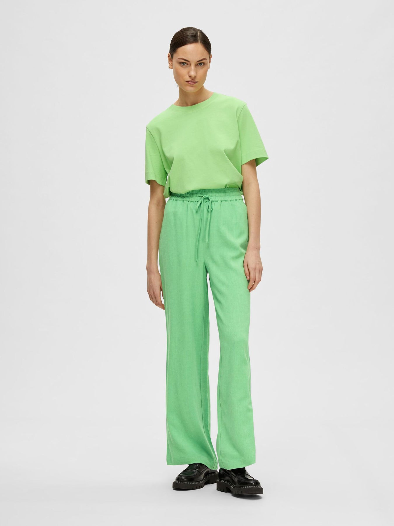 Viva-Gulia HW Long Linen Pant - Absinthe Green