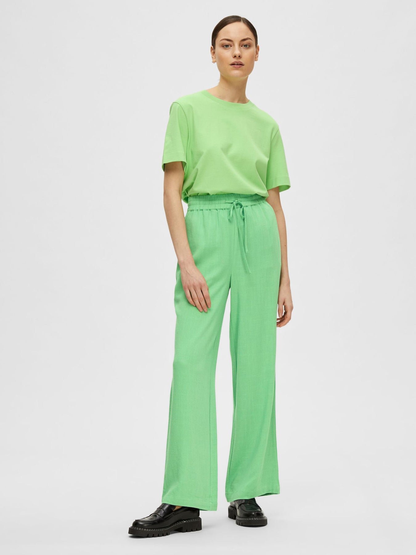 Viva-Gulia HW Long Linen Pant - Absinthe Green