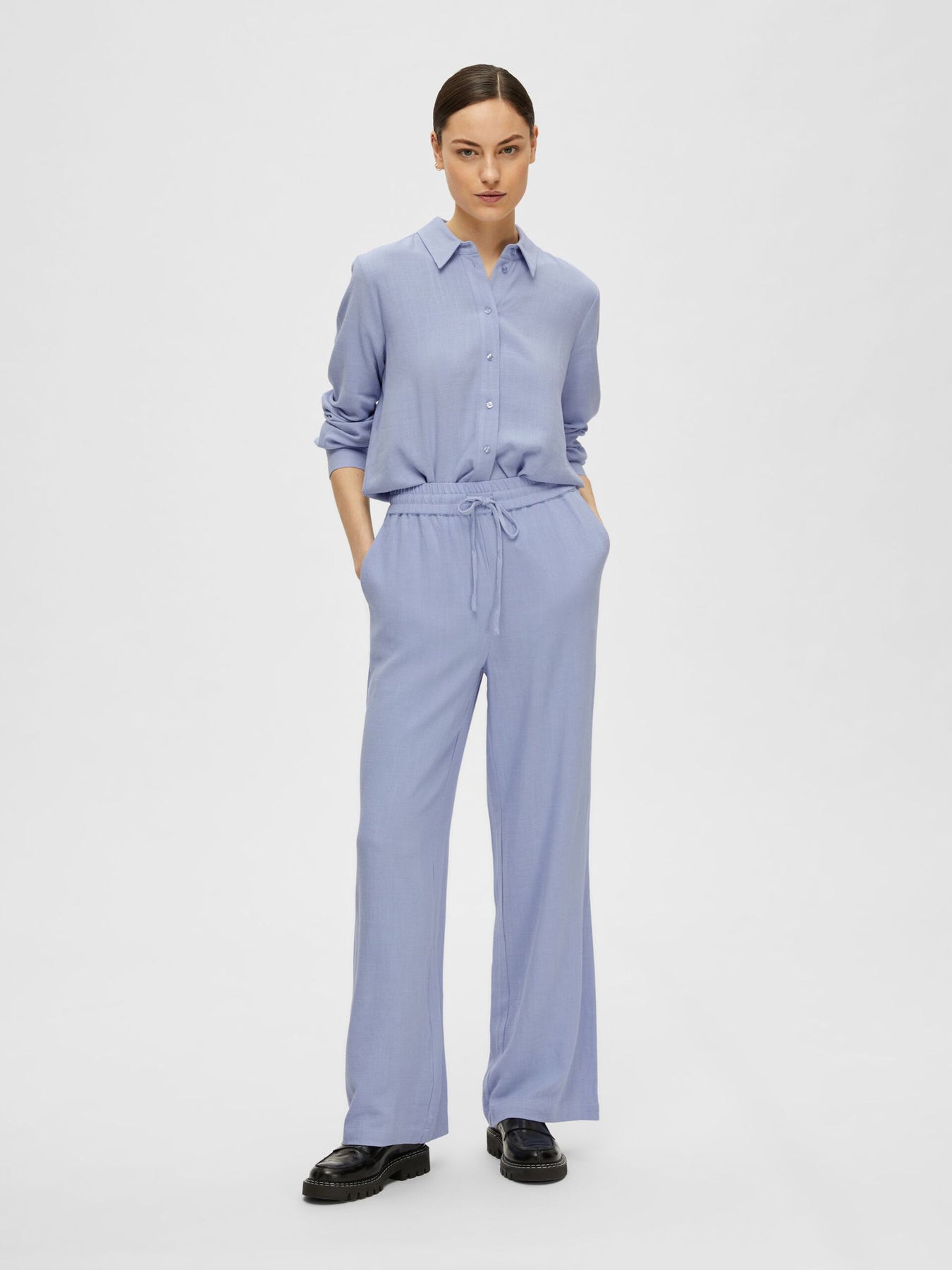 Viva-Gulia HW Long Linen Pant - Blue Heron