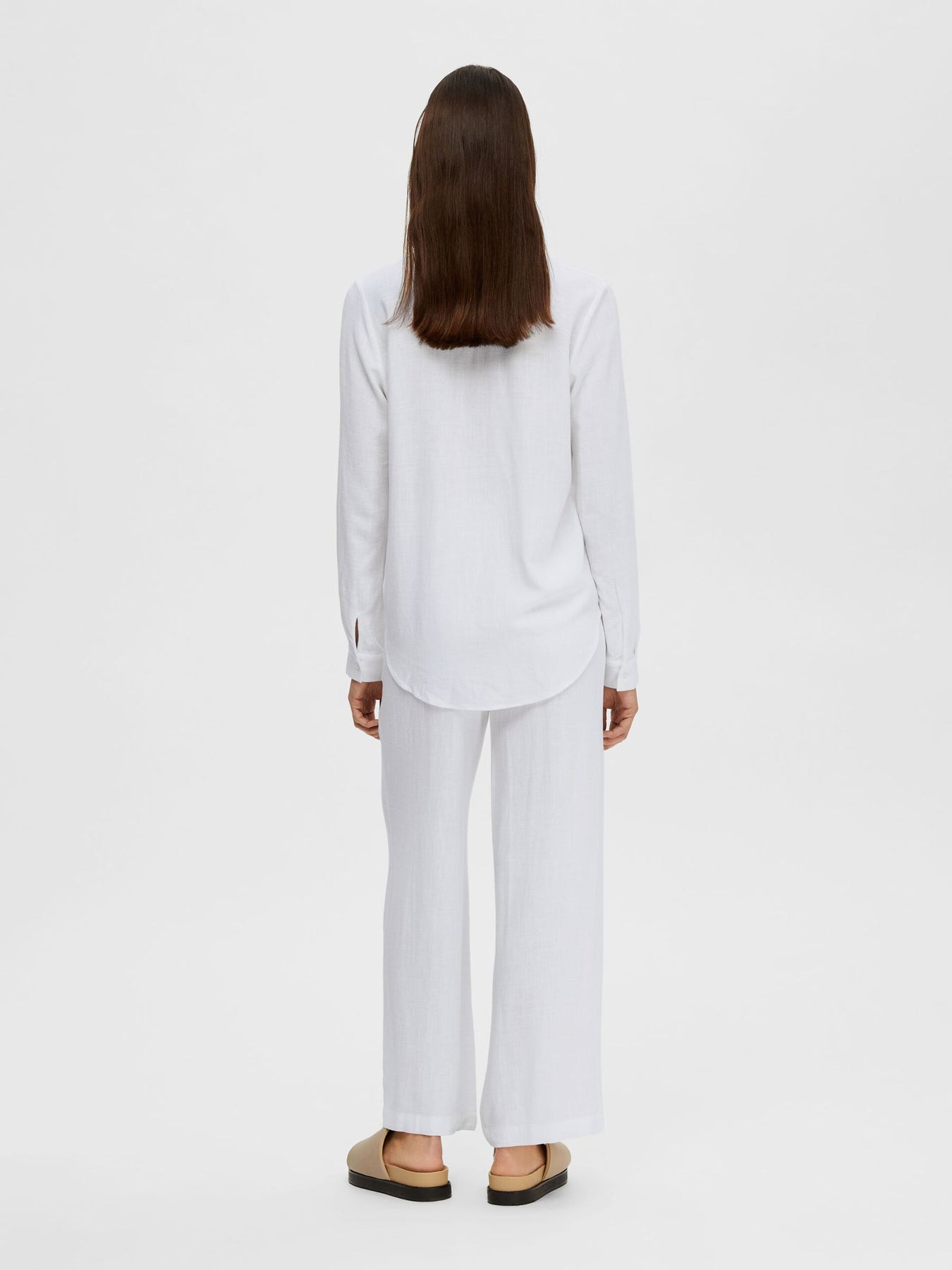 Viva-Gulia HW Long Linen Pant - Bright White