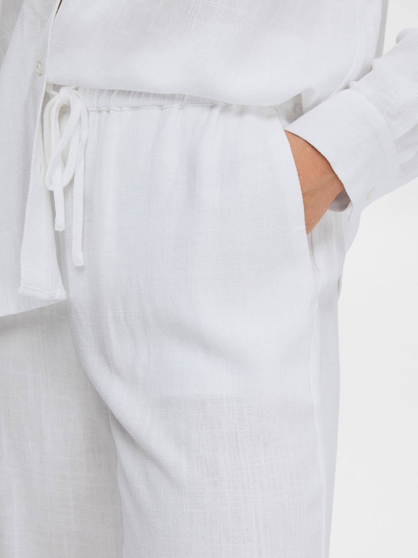 Viva-Gulia HW Long Linen Pant - Bright White