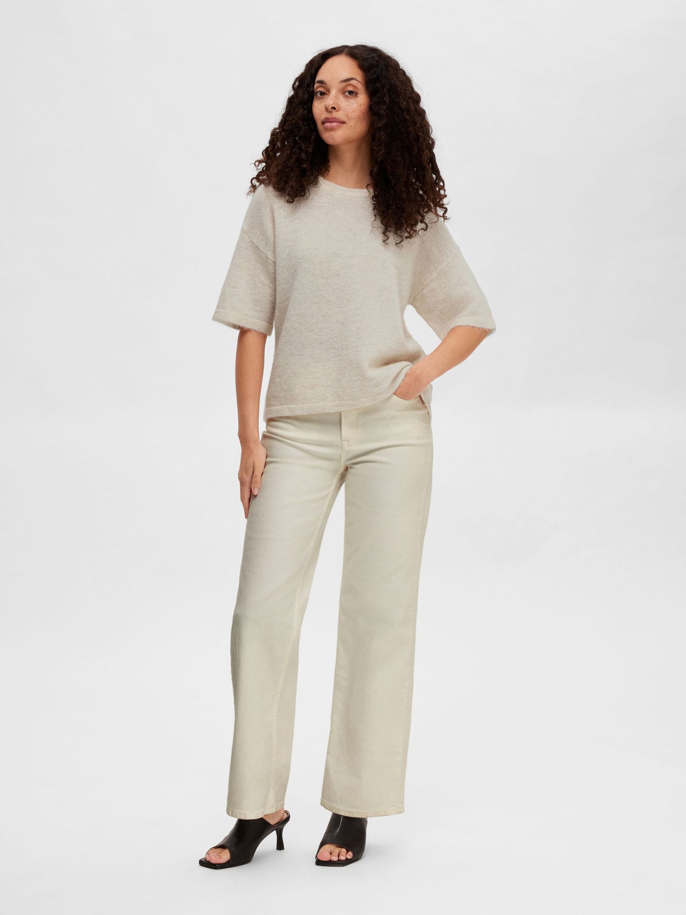 Liliana Me 2/4 Knit O-Neck - Birch Melange