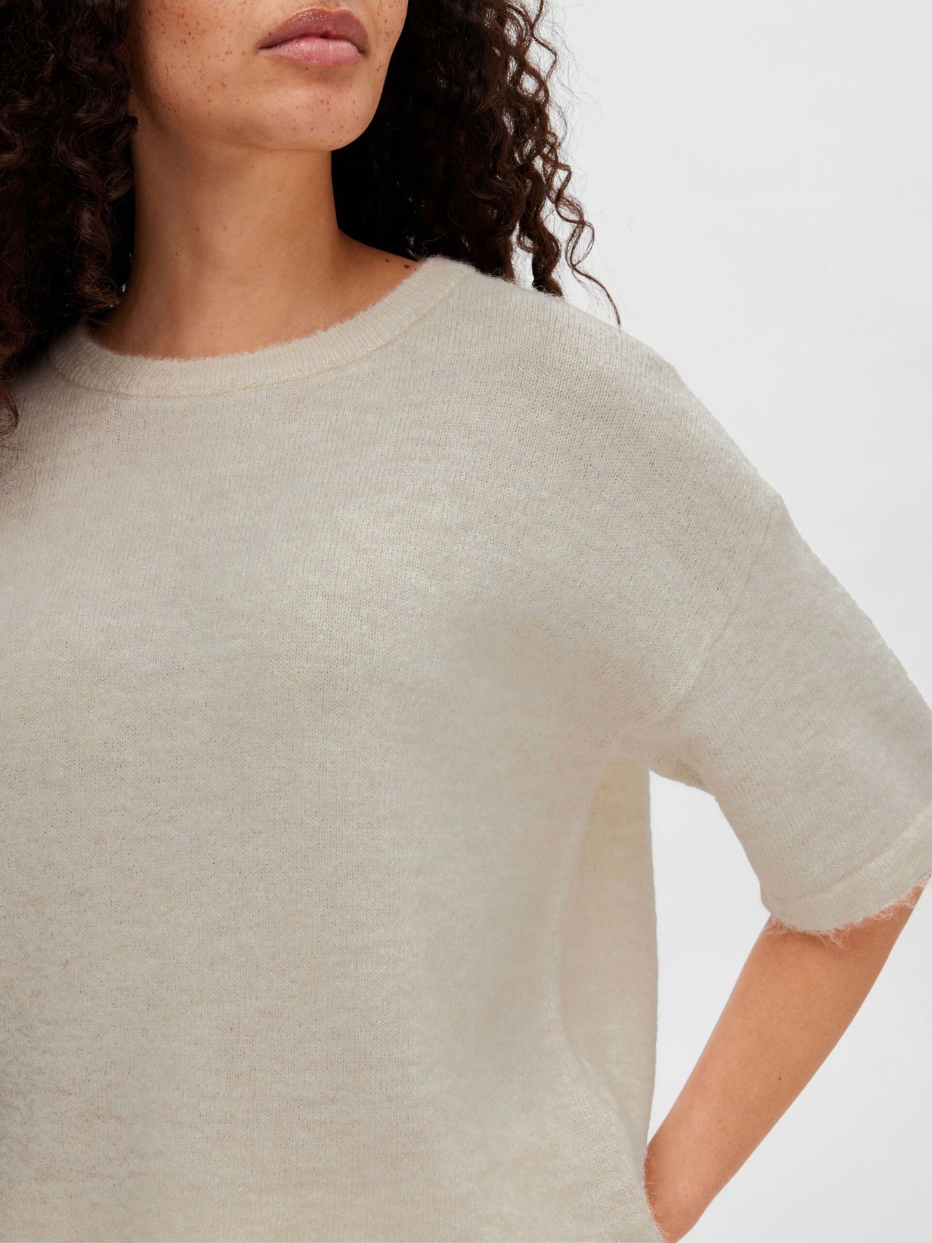 Liliana Me 2/4 Knit O-Neck - Birch Melange