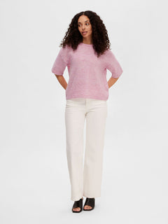 Liliana Me 2/4 Knit O-Neck - Sweet Lilac Melange