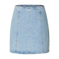 Krista HW Light Blue Denim Skirt - Light Blue Denim