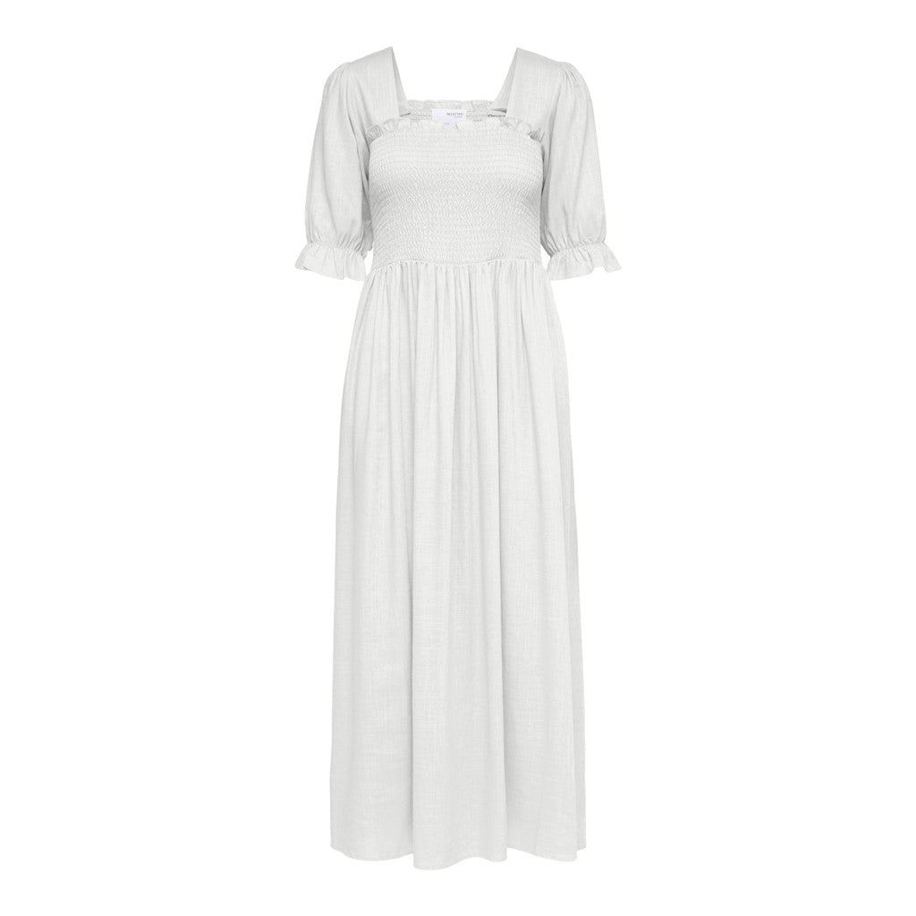 Juana-Ulrikke 2/4 Smock Ankle Dress B - Snow White