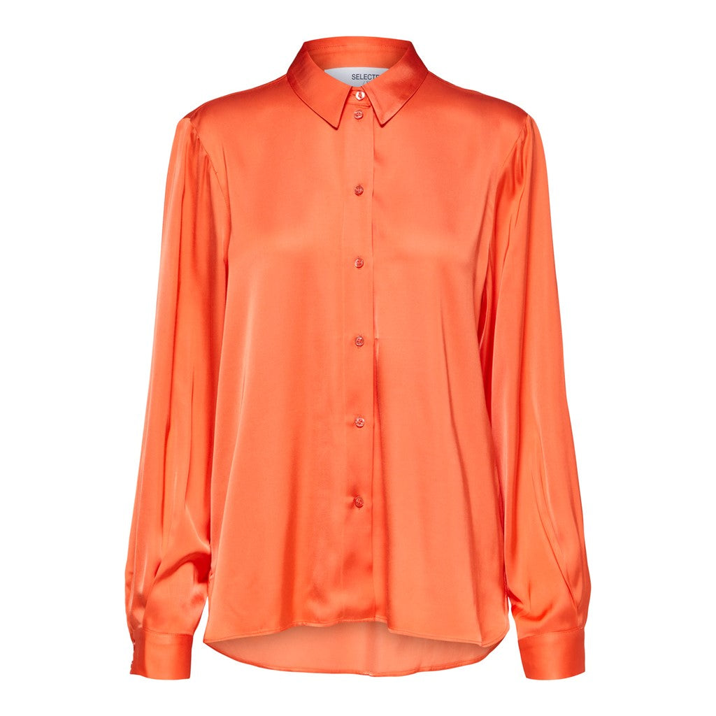 Franziska LS Satin Shirt B - Emberglow