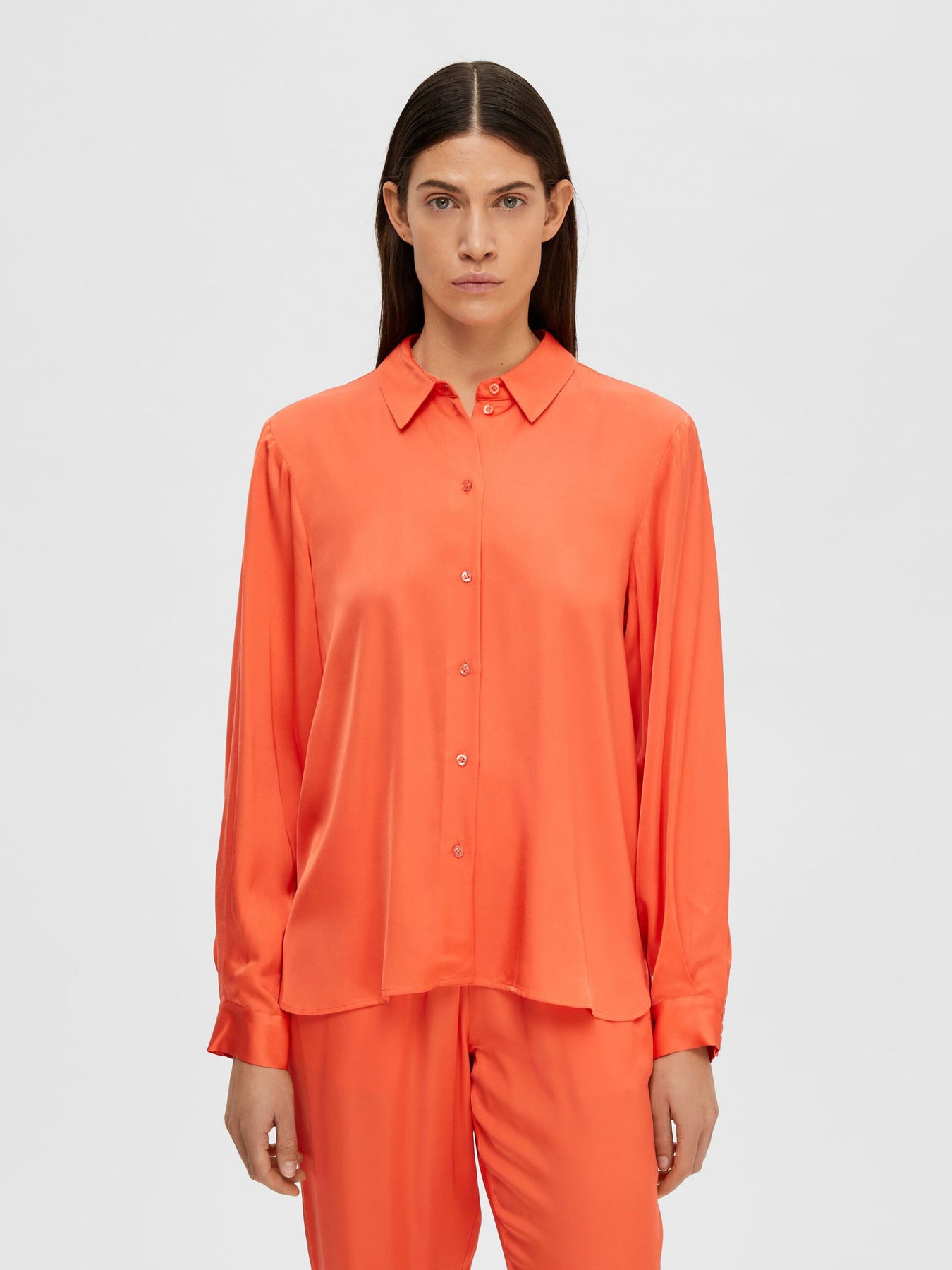 Franziska LS Satin Shirt B - Emberglow