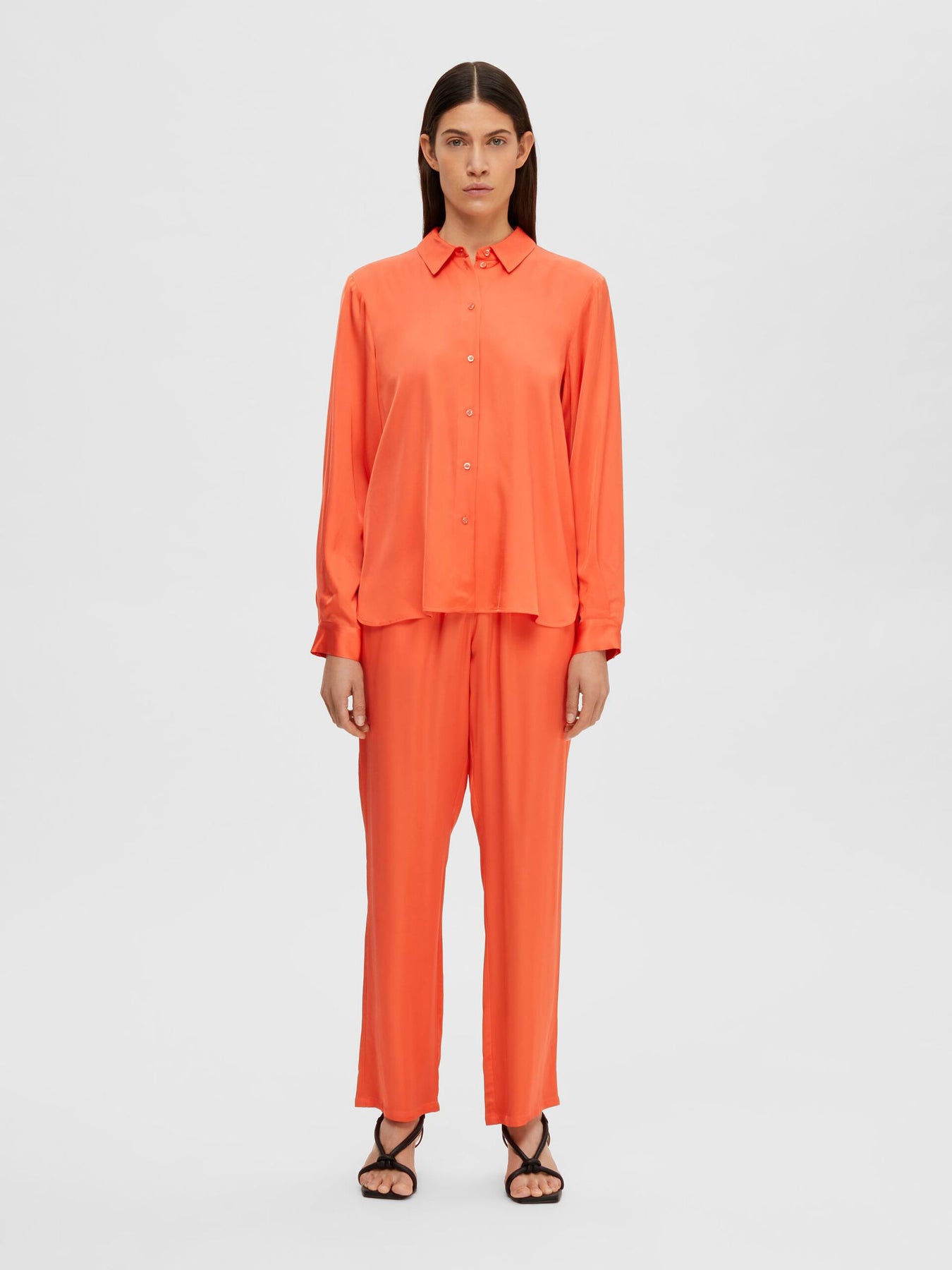 Franziska LS Satin Shirt B - Emberglow