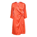 Franziska 3/4 Short Satin Wrap Dress - Emberglow