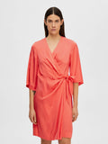 Franziska 3/4 Short Satin Wrap Dress - Emberglow