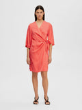 Franziska 3/4 Short Satin Wrap Dress - Emberglow
