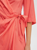 Franziska 3/4 Short Satin Wrap Dress - Emberglow