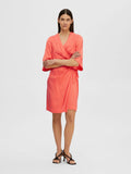 Franziska 3/4 Short Satin Wrap Dress - Emberglow