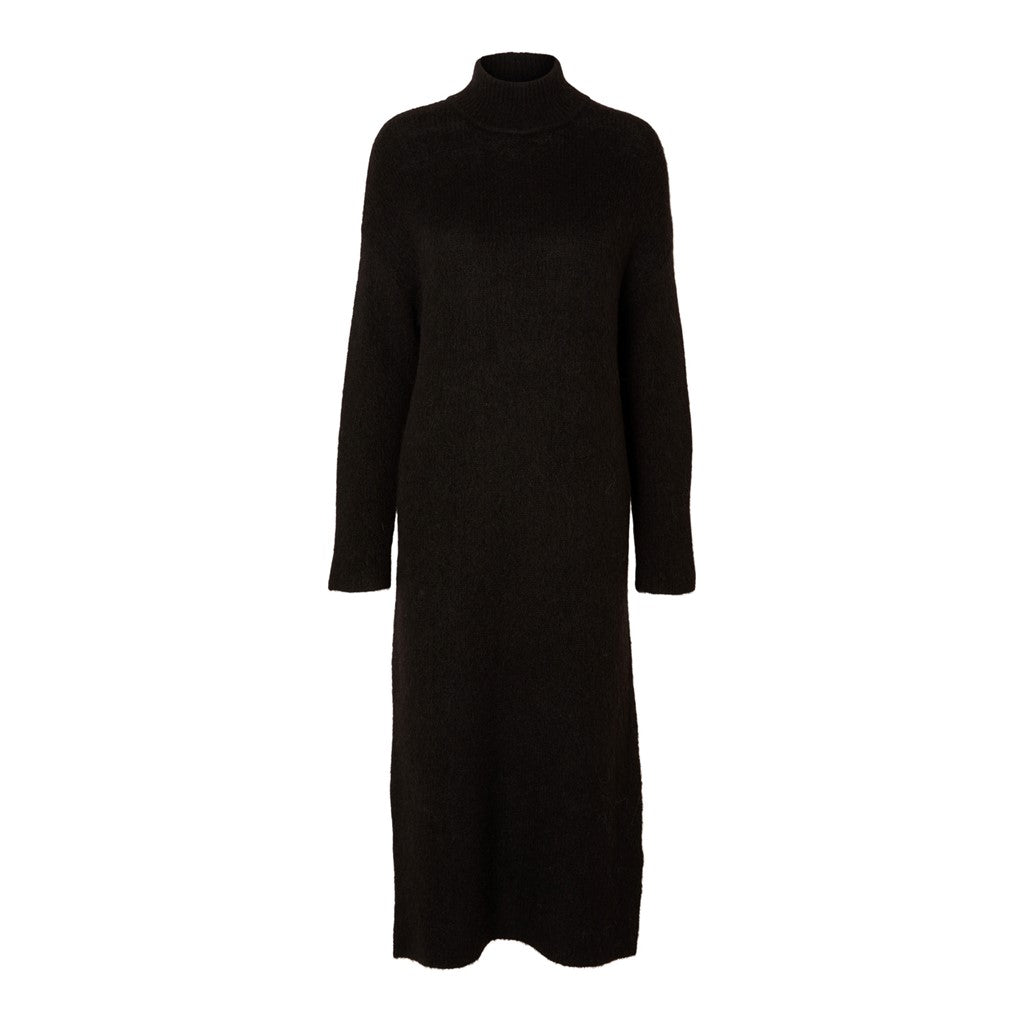 Maline LS Knit Dress High Neck - Black