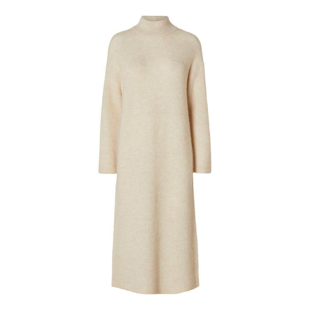 Maline LS Knit Dress High Neck - Birch