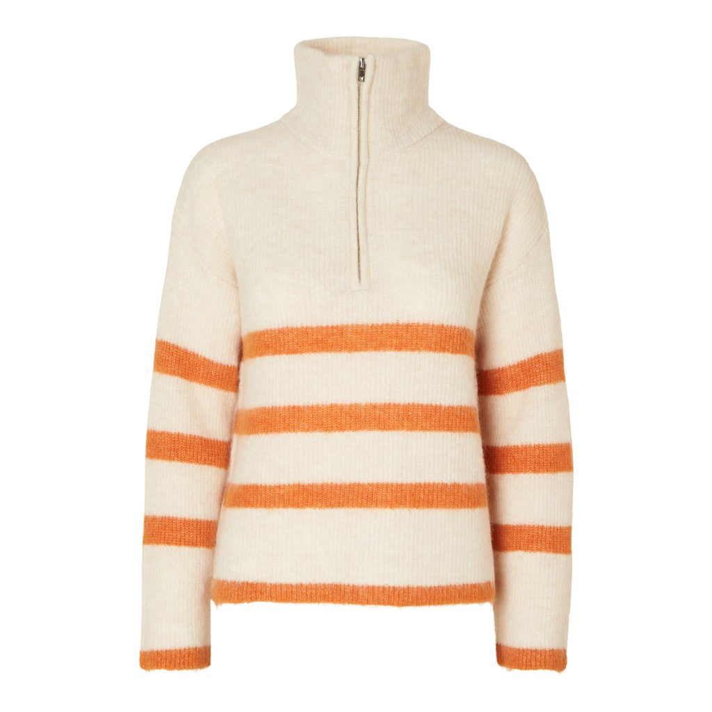 Maline LS Knit Half Zip - Birch Marmalade