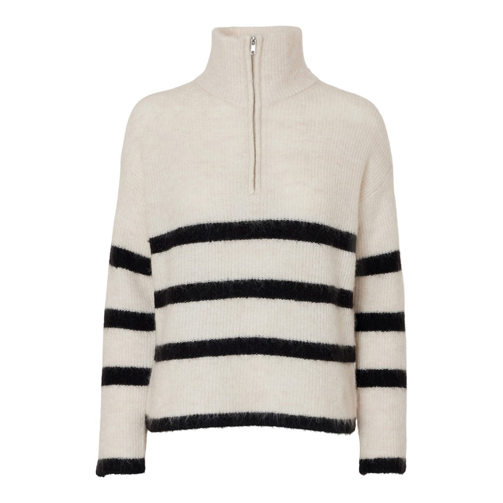 Maline Ls Knit Half Zip - Birch Black