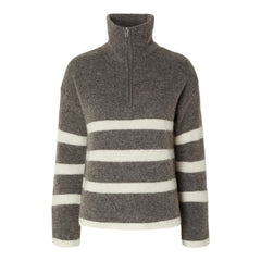 Maline LS Knit Half Zip - Medium Grey Melange Birch