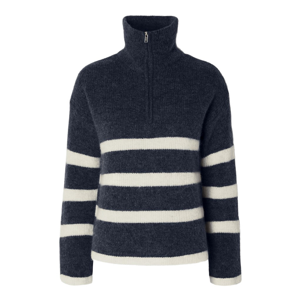 Maline LS Knit Half Zip - Dark Sapphire Birch