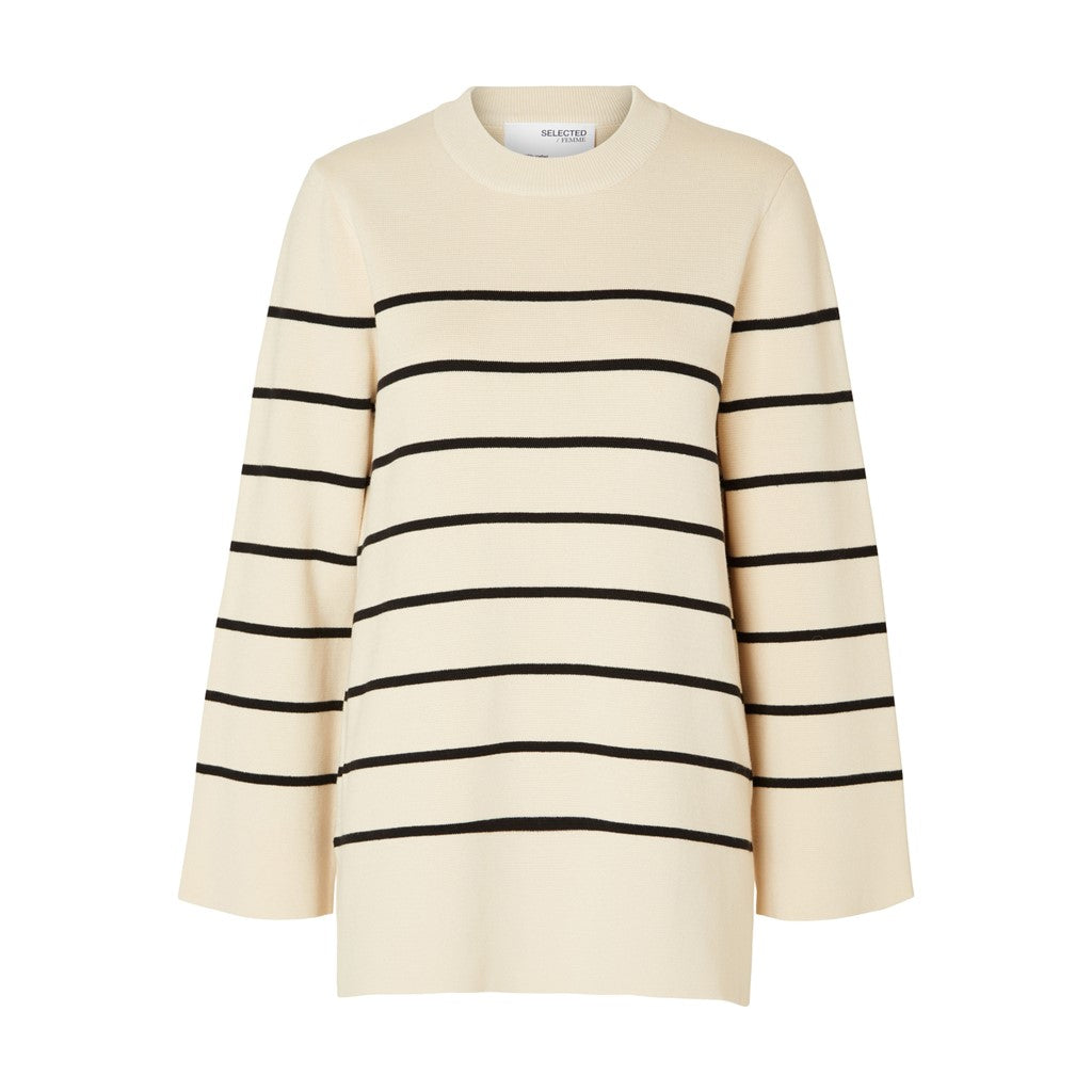 Liva LS Long Knit O-Neck - Birch