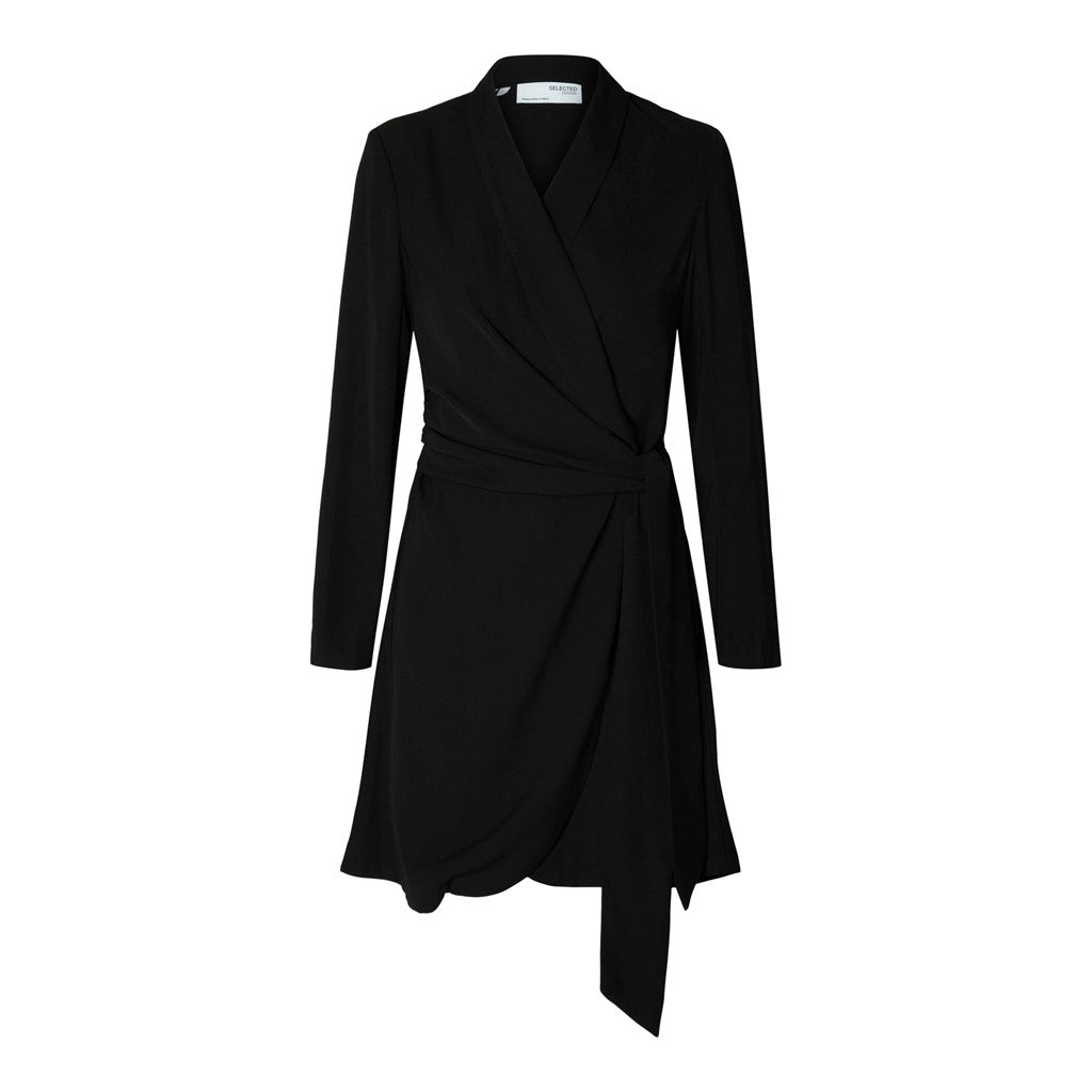 Patricia Ls Short Wrap Dress - Black