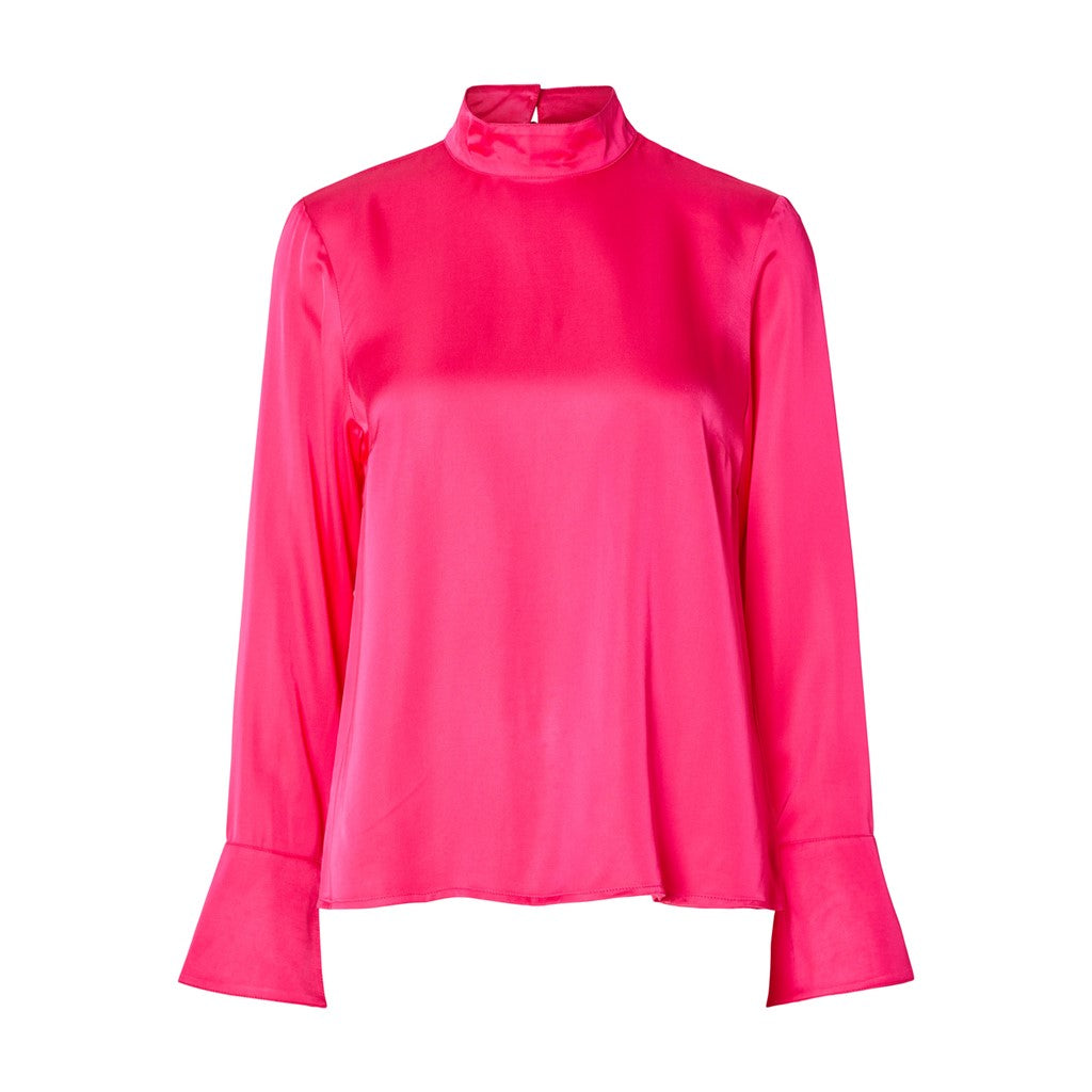 Ivy LS Satin Top B - Fuchsia Purple