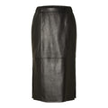 Fianna HW Midi Leather Skirt - Black