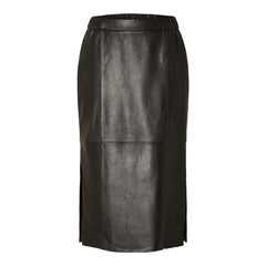 Fianna HW Midi Leather Skirt - Black