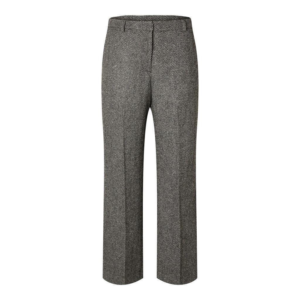 Hera HW Wide Pant - Dark Grey Melange Herringbone