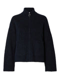 Sia Ras LS Knit Zipper Kofta - Dark Sapphire Melange