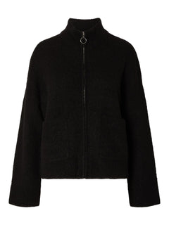 Sia Ras Ls Knit Zipper Cardigan - Black