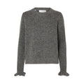 Sia Ras LS Knit Frill Cuff O-Neck B - Medium Grey Melange