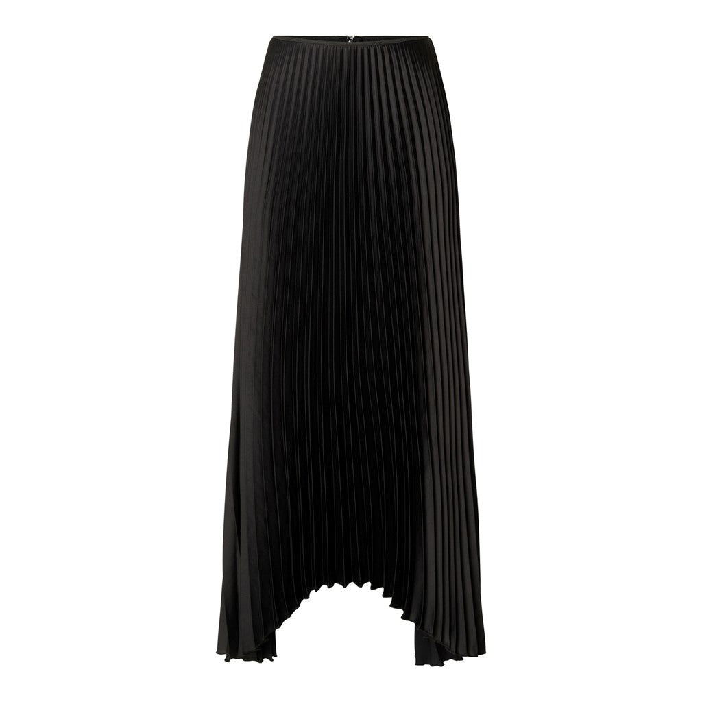 Tina Long Plisse Skirt B - Black