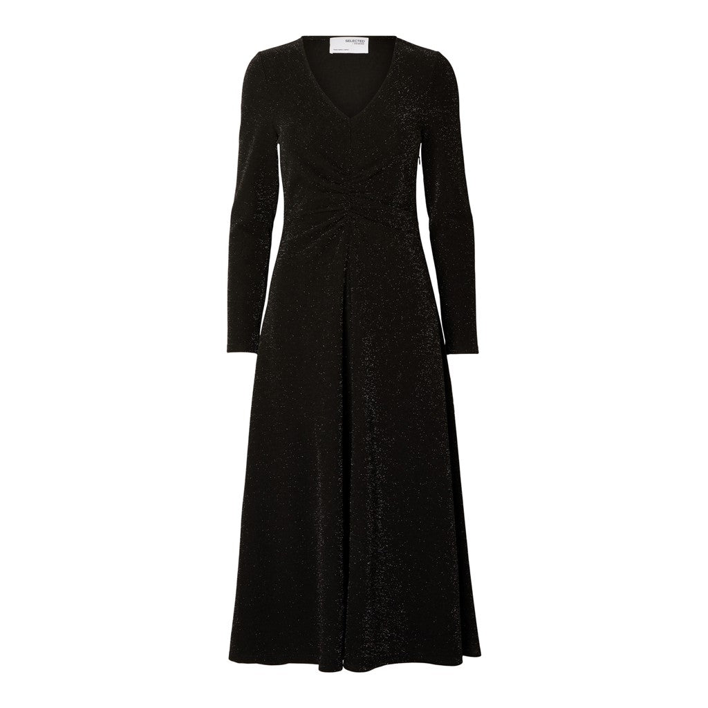 Rue LS Midi Glitter Dress - Black