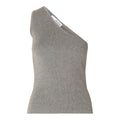 Lura Lurex One Shoulder Knit Top - Medium Grey Melange Lurex