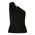 Lura Lurex One Shoulder Knit Top - Black Lurex