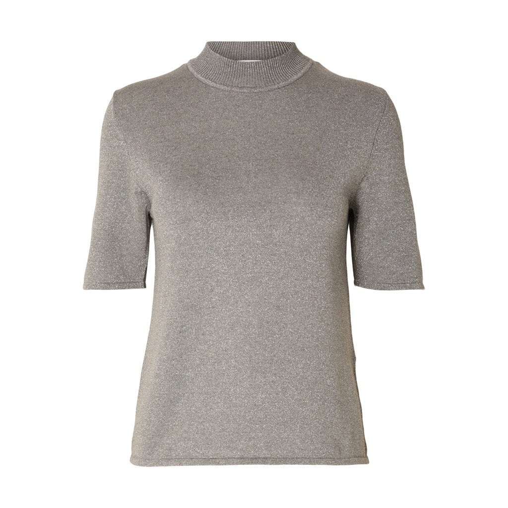 Lura Lurex 2/4 Knit Tee - Medium Grey Melange Lurex