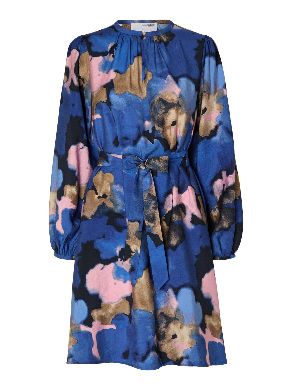 Mariette Ls Aop Short Dress - Dark Sapphire Aop
