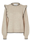 Alva Frills Ls Knit O-Neck - Birch/Black