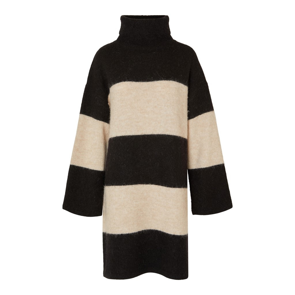 Alva LS Knit High Neck Dress - Black Birch