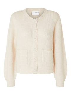 Sia Ras Ls Knit Pads Cardigan - Birch